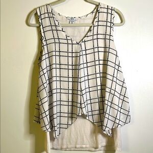 bar lll checkered black white tank layered white lined business casual o…